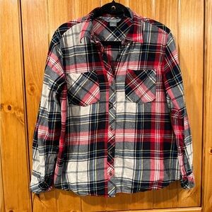 Natural Reflections Red and Blue Plaid Button Down Shirt